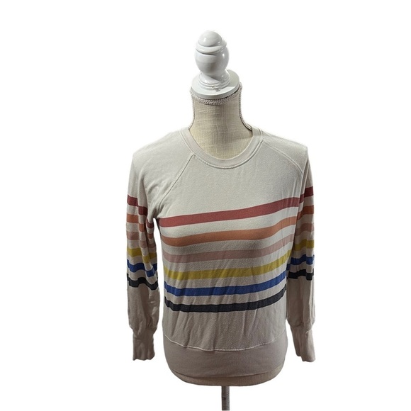 Sundry Colored Striped Raglan Long Sleeve Sweatshirt Sz 1 Sm Soft Modal Blend - Picture 3 of 13